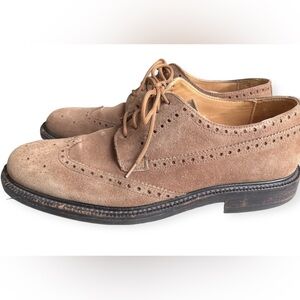 J. Crew Brown Italian Suede Leather Wingtip Derby Oxford Dress Shoes Size 10